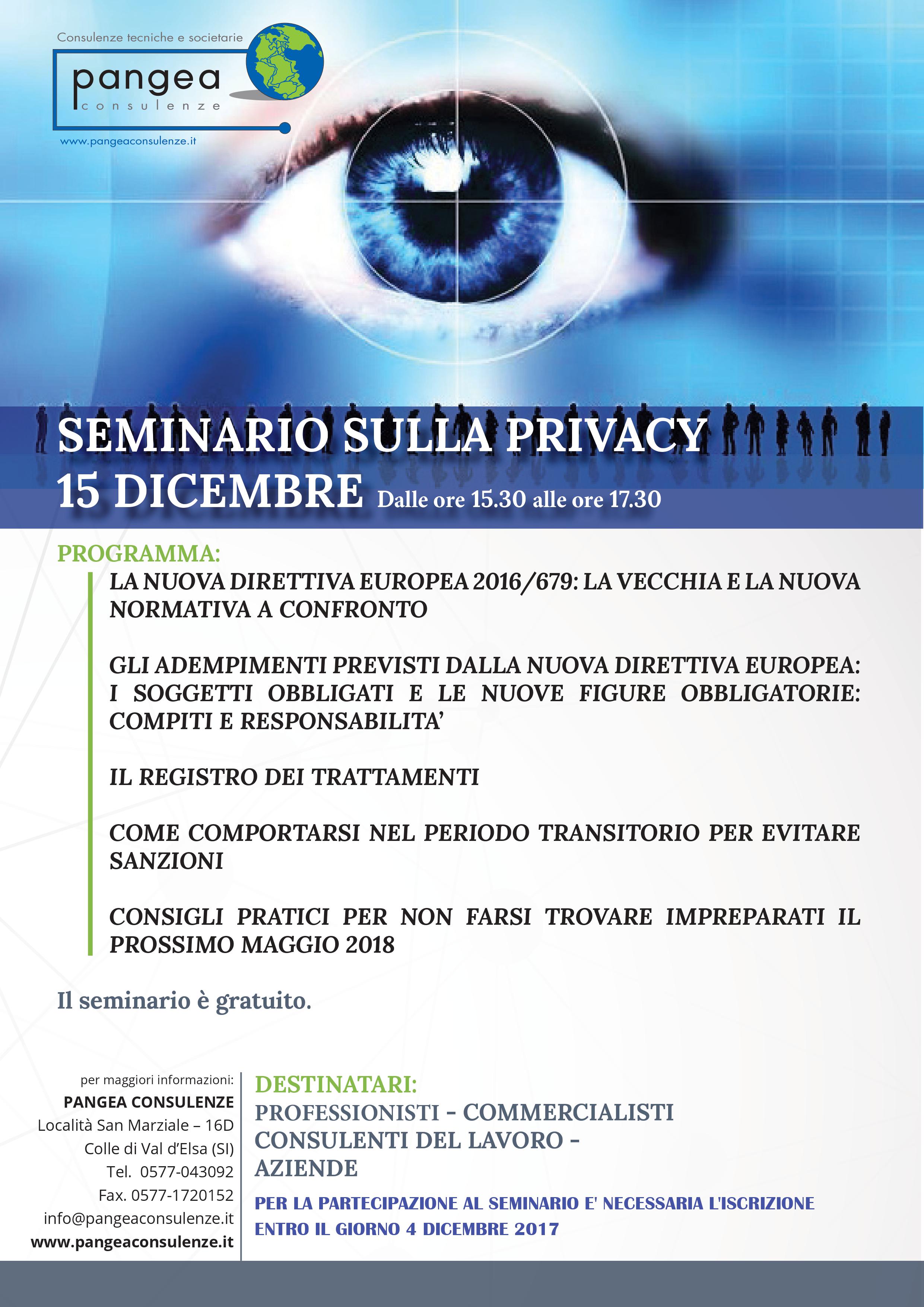 Seminario Privacy Nuovo Regolamento Protezione dei Dati Personali